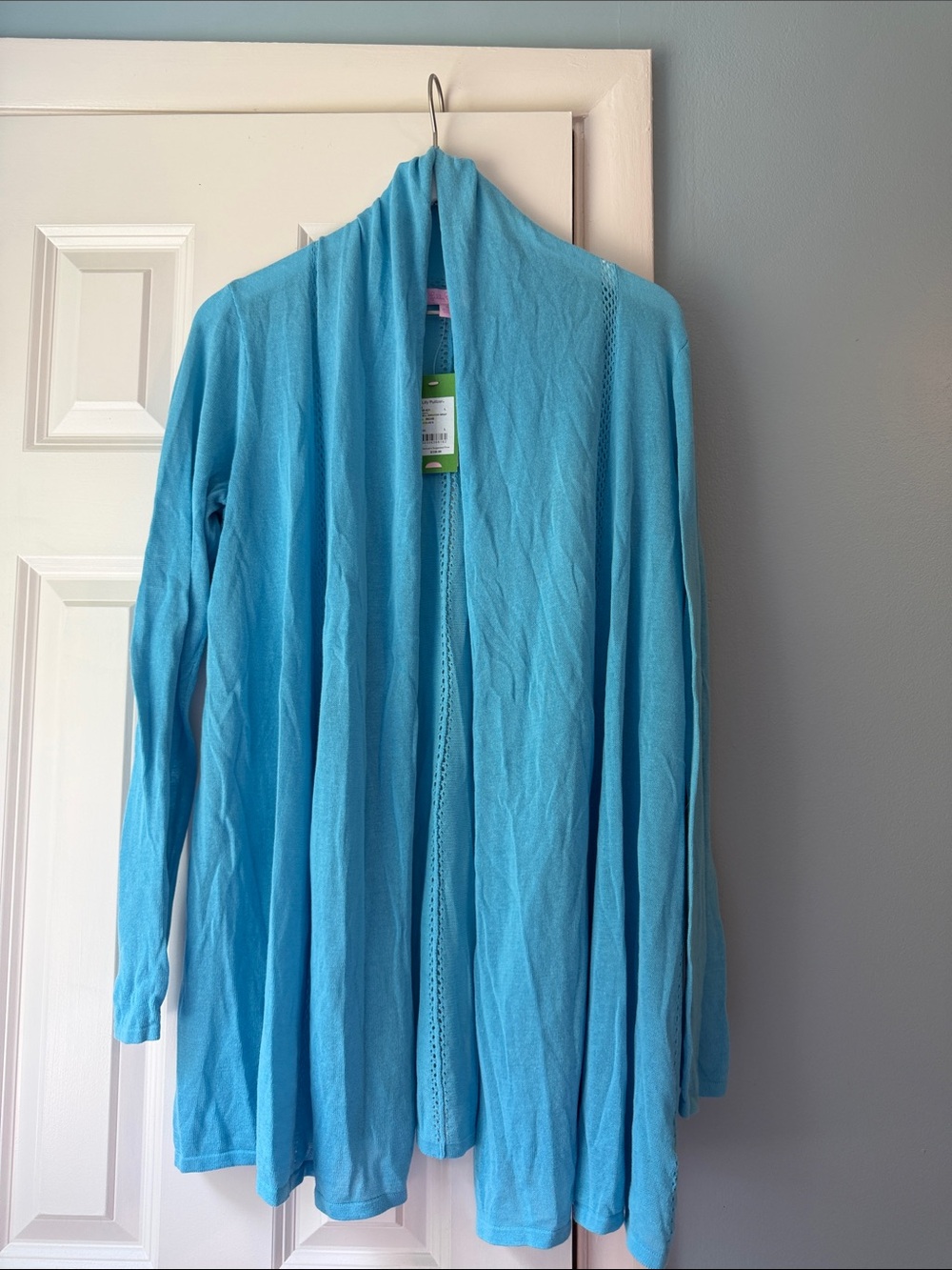 NWT Lilly Pulitzer Beach Club Blue Connell Sweater Wrap- size L